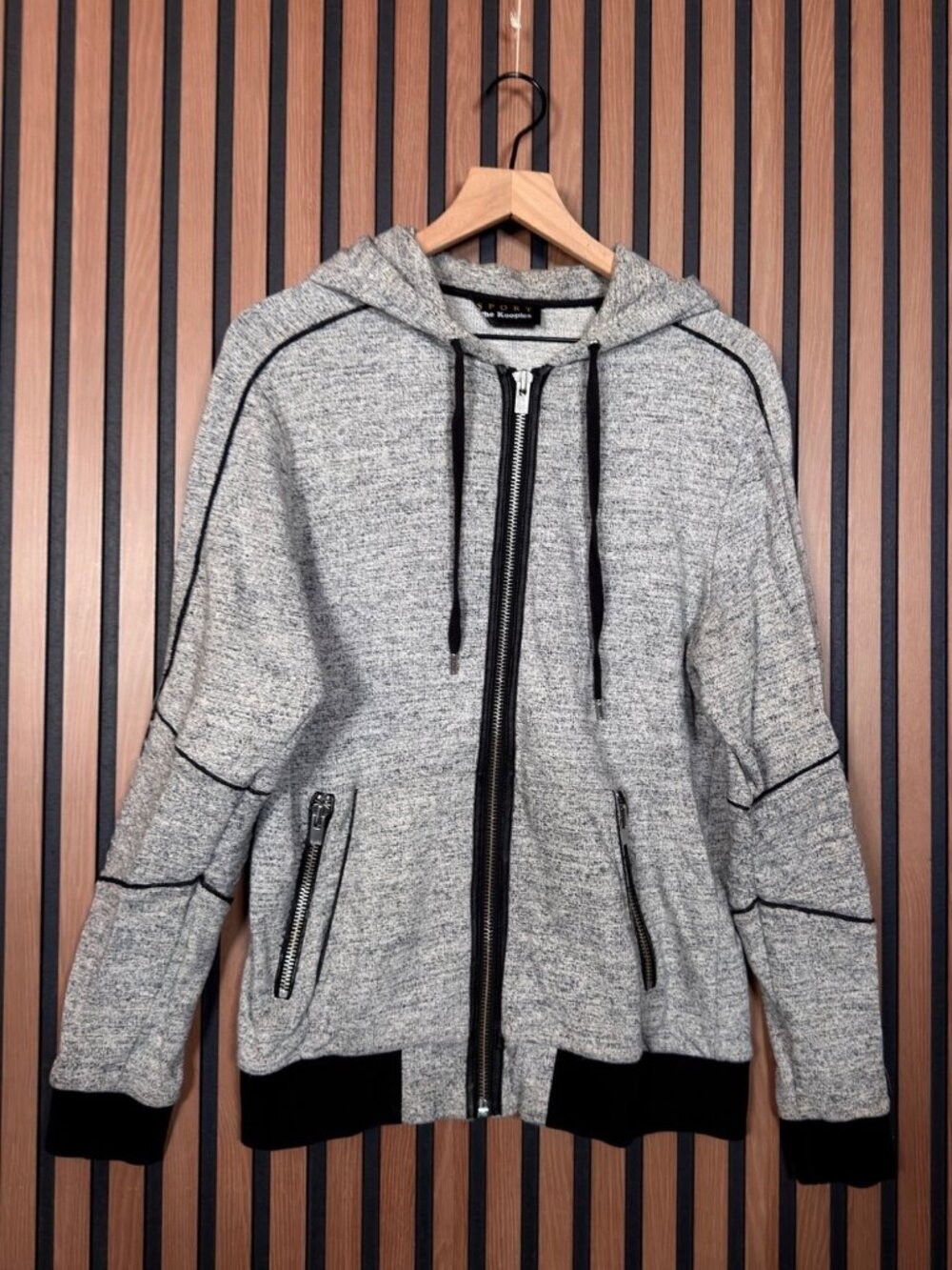 The Kooples Jacket Medium Womens Gray Heather Full Zip Hoodie Sport Cotton Stret
